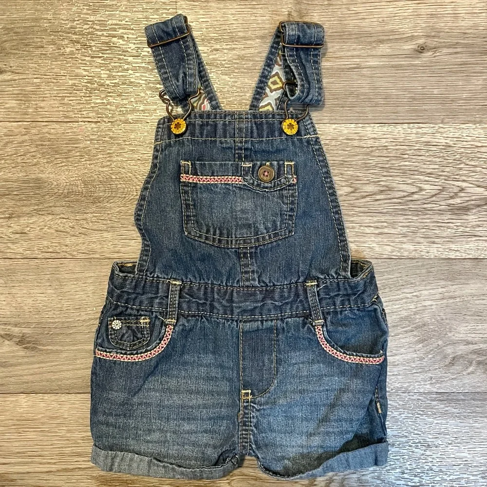OshKosh Boho Denim Shortalls Girls 12mo
